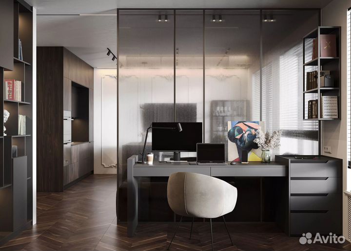 Рабочая зона с распашным шкафом