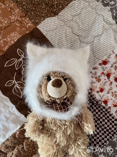 Детская вязаная пуховая шапка с ушками Кошка