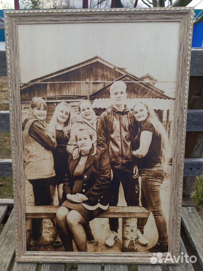 Выжигаем портреты по фото на дереве Подарок