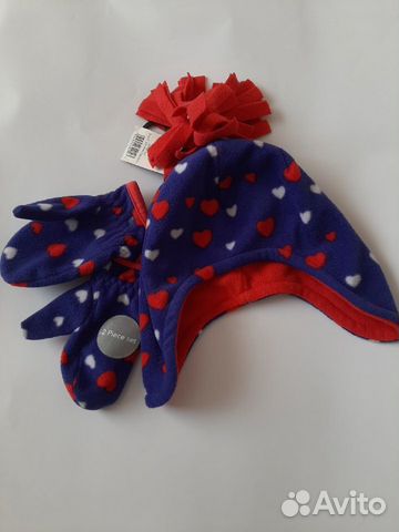 Комплект шапка и варежки на 1-3 года