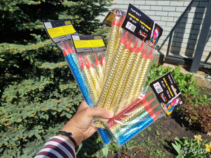 Фонтан в торт золото 18 см (6 шт/уп)