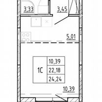 Квартира-студия, 22,2 м², 5/13 эт.