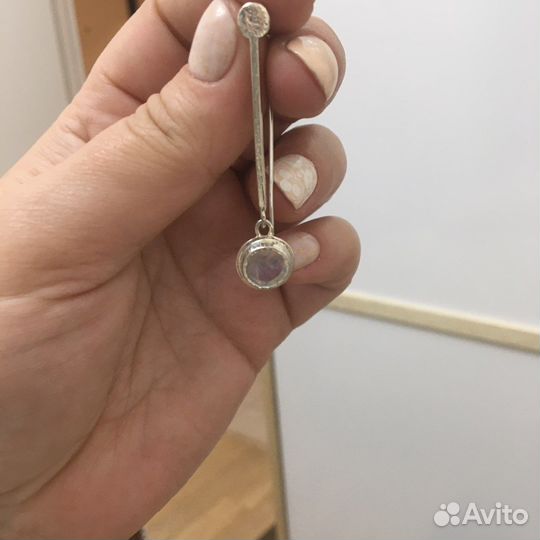 Кольцо и серьги с лунным камнем серебро