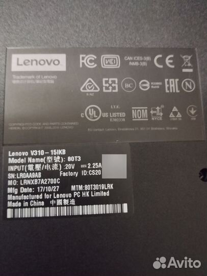 Ноутбук lenovo V310-15lKB