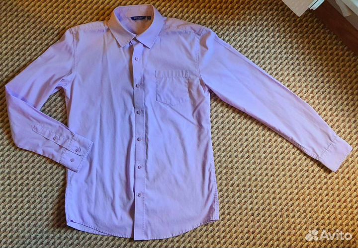 Рубашка для мальчика нежно- сиреневый цвет 158