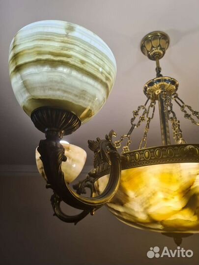 Люстра латунь Испания и оникс Пакистан