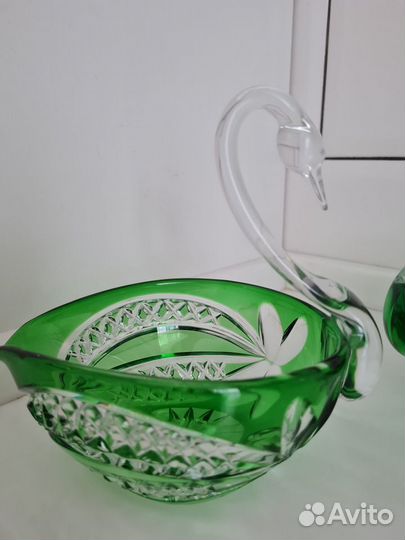 Пара хрустальных лебедей Богемия