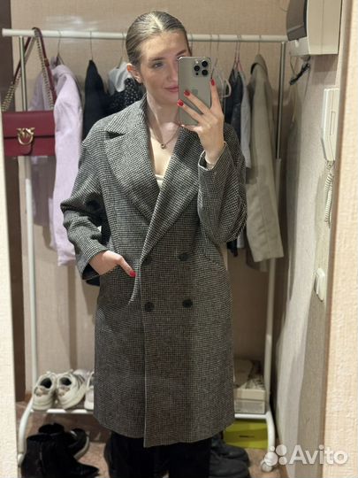 Осеннее пальто женское в клетку mango манго