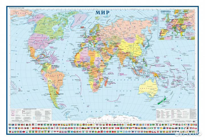Политическая карта мира настенная новая