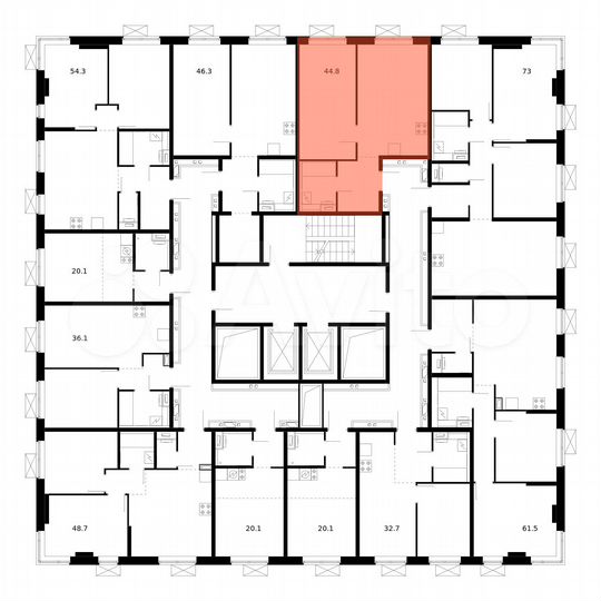 1-к. квартира, 44,8 м², 5/17 эт.