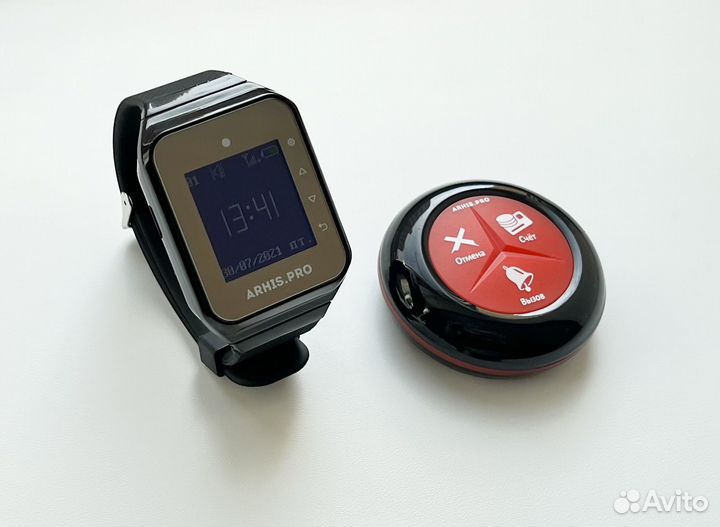 Система вызова официанта: кнопка и часы пейджер