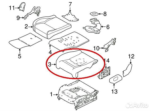 Набивка подушки перед. сиденья Land Rover LR042340