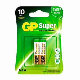 Батарейки комплект 2 шт., GP Super, AAA (LR03, 24