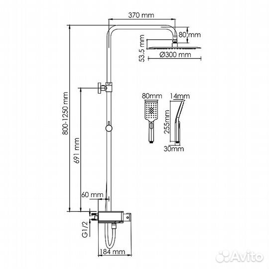 Душевая система wasserkraft A114.160.130.CB Therm