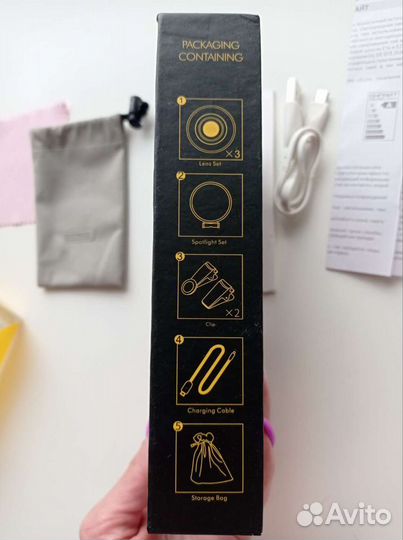 Селфи лампа на зажиме для телефона новая