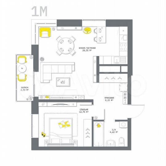 1-к. квартира, 58,1 м², 13/25 эт.