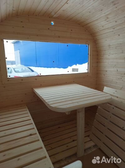 Баня бочка с козырьком