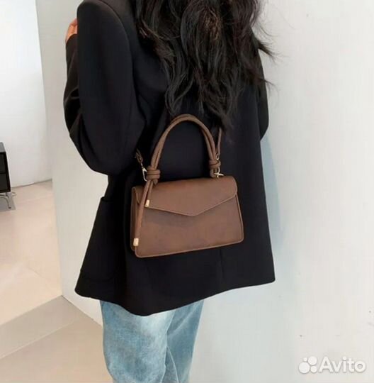 Сумка женская мраморная кофейная коричневая