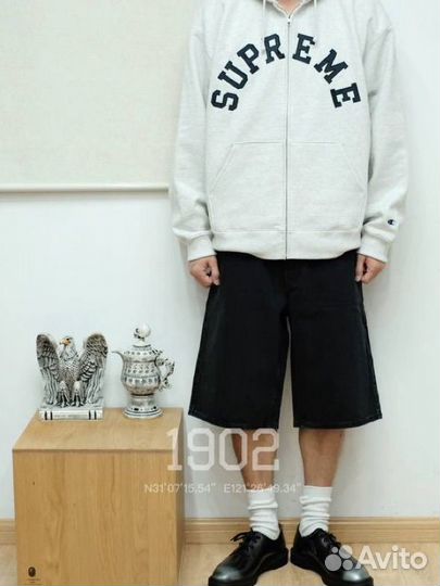 Джинсовые широкие шорты supreme ss24 week 11 baggy