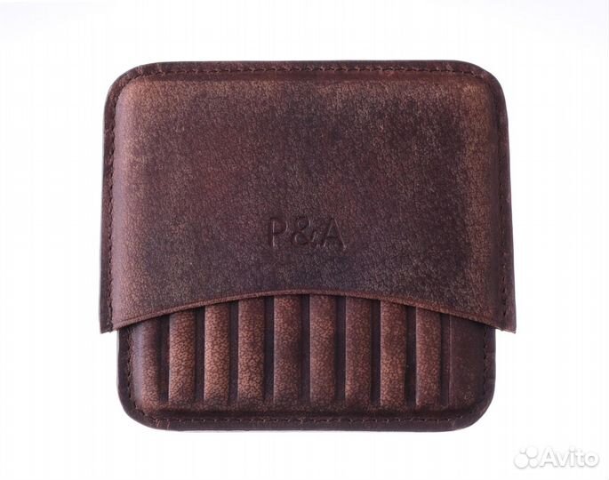 Сигаретница P&A на 10 штук, натуральная буйволиная