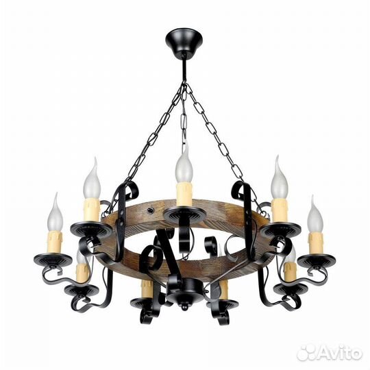 Люстра деревянная колесо