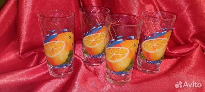 Стаканы для сока, стекло с рисунком (280 мл)