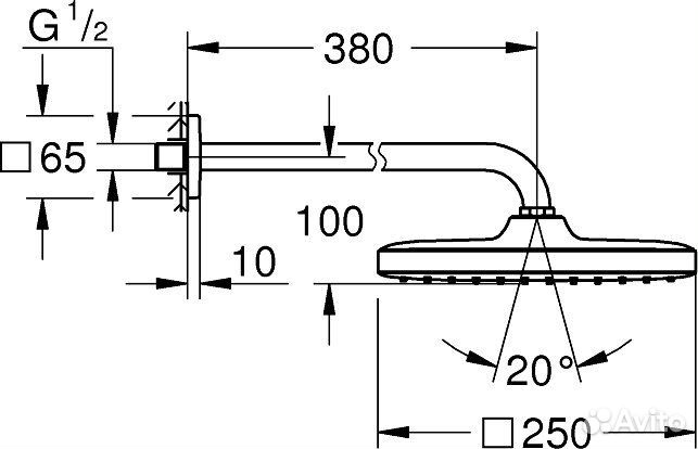 Верхний душ Grohe Tempesta 250 Cube 26682000