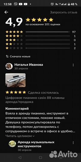 Электронное пианино белое аренда/продажа