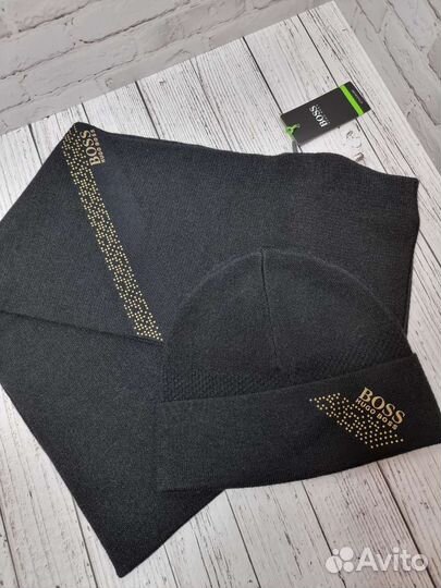 Мужской набор Шапка Шарф Boss Hugo Boss оригинал