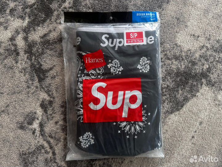 Трусы supreme boxer briefs hanesчерная бандана