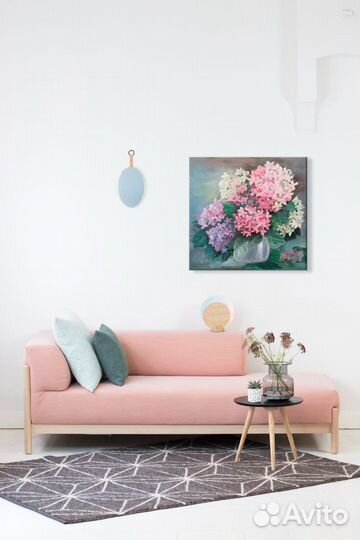 Гортензия картина 40х40см для гостиной или спальни