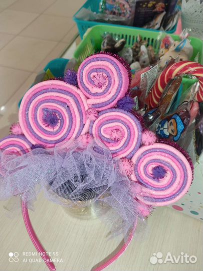 Ободок куколка.бусинка.мороженое.хлопушка