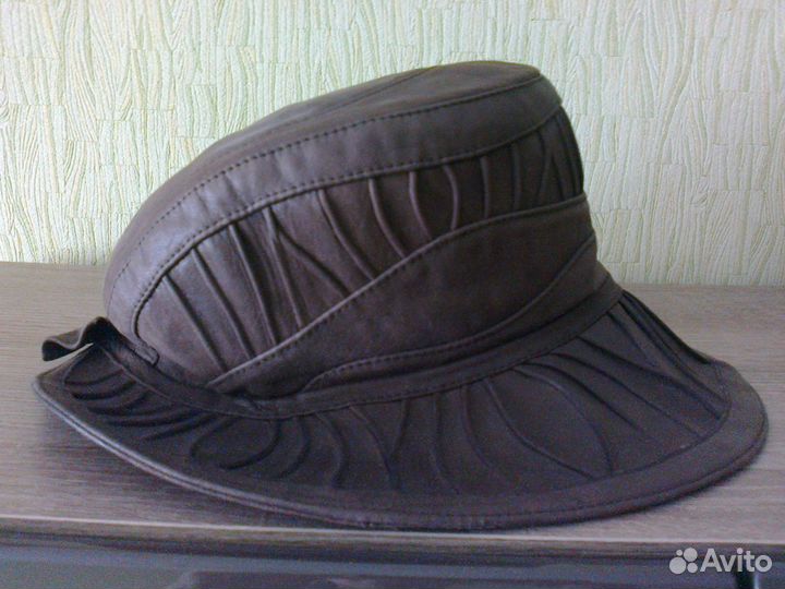 Шляпа кожа шапка под замш размер 56