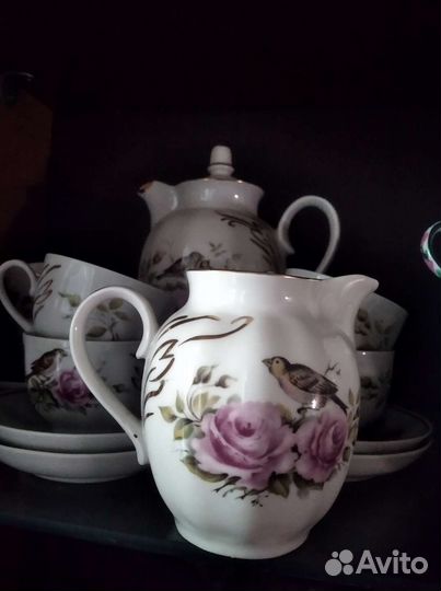 Сервиз кофейный. Соловей и роза.Винтаж.ссср