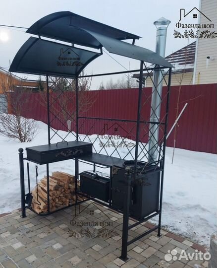 Мангал с печью под казан