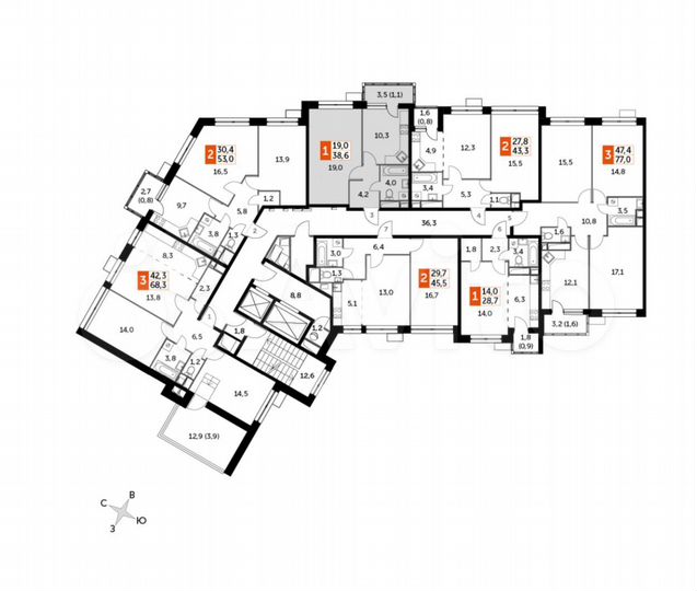 1-к. квартира, 38,6 м², 10/12 эт.