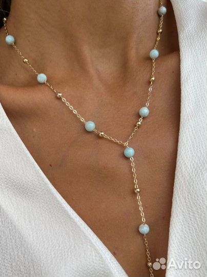 Колье галстук с ларимаром