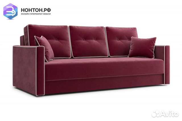 Диван еврокнижка Леон 3-х местный бордовый