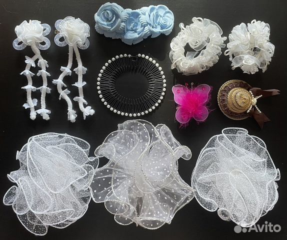 Белые банты, заколки, резинки