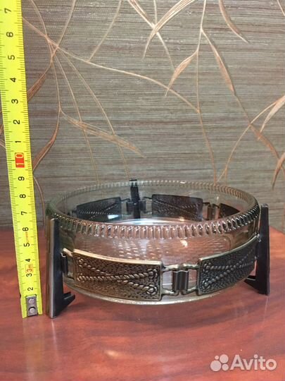 Вазочка-конфетница, стекло, металл СССР