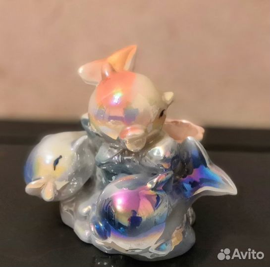 Подсвечник керамический дельфины