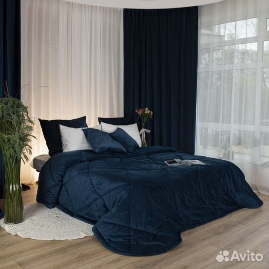 Покрывало бархат Беллиссимо синяя ночь новое