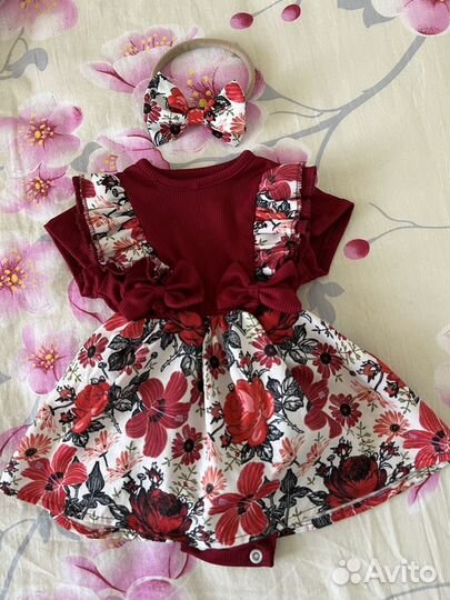 Платье-боди для новорожденной 56-62