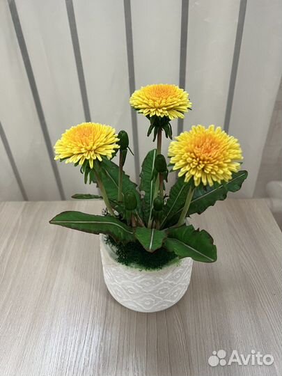 Одуванчики (цветы) из холодного фарфора