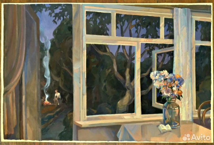 Картина Животков Заслуженный 1991 г. гуашь 68/45см