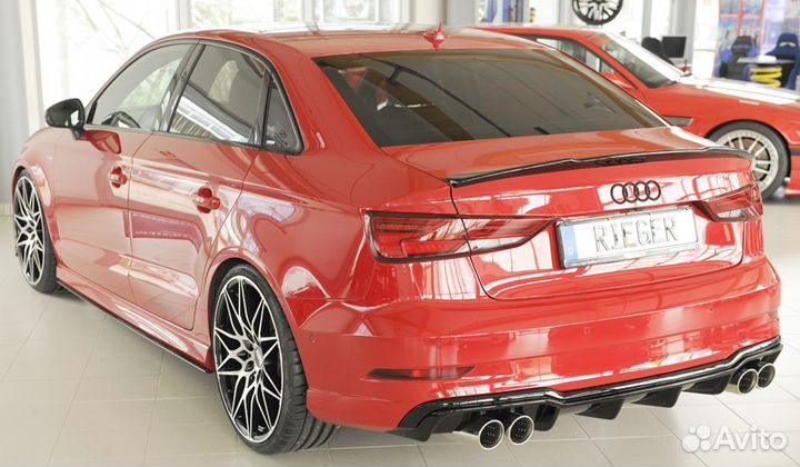 Audi A3 8V Седан 16-19 Диффузор Rieger глянцевый