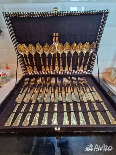 Столовые приборы позолота Италия