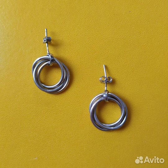 Серьги серебро 3 кольца