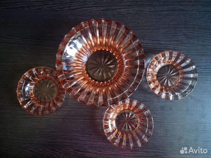 Набор вазочек из цветного стекла СССР