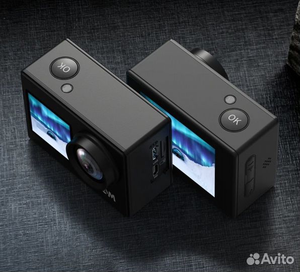 Экшн-камера с двойным экраном и чехлом от воды